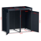 Metzler Mülltonnenbox mit Pflanzdach | zweitürig | massiv & rostfrei | 2x 240l | RAL7016 Anthrazitgrau matt