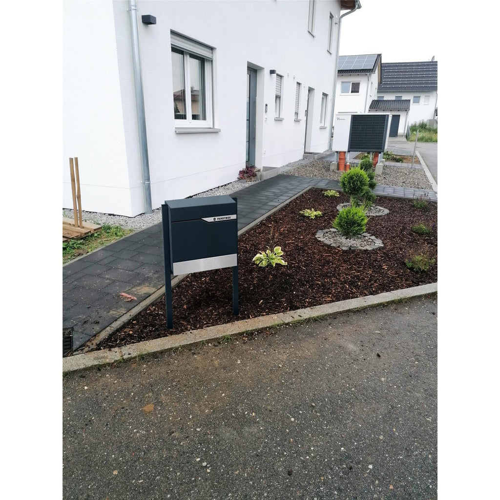 Metzler Paketbox rostfrei und massiv mit Ständer, RAL7016 Anthrazitgrau matt, | Siebertbox 2