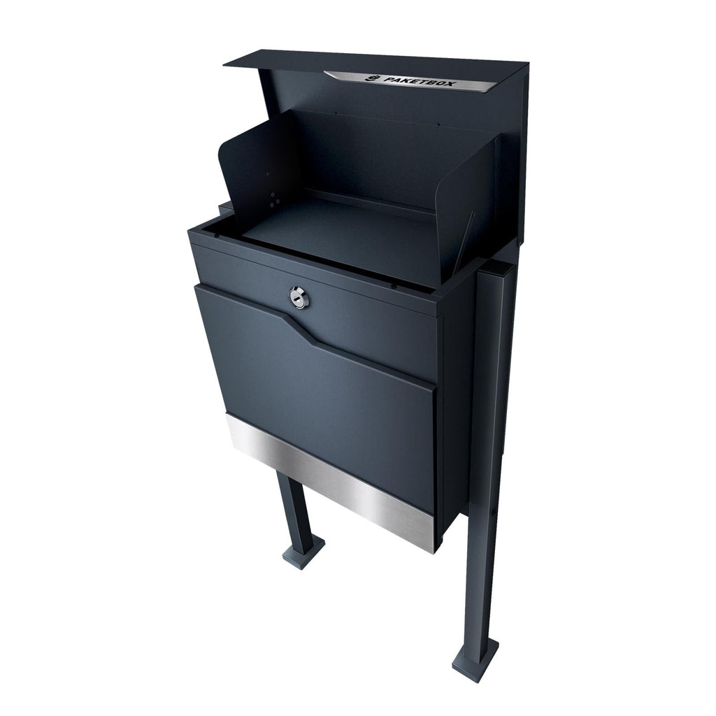 Metzler Paketbox rostfrei und massiv mit Ständer, RAL7016 Anthrazitgrau matt, | Siebertbox 2