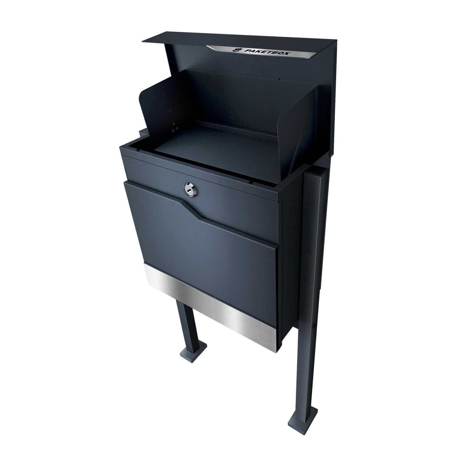 Metzler Paketbox rostfrei und massiv mit Ständer, RAL7016 Anthrazitgrau matt, | Siebertbox 2