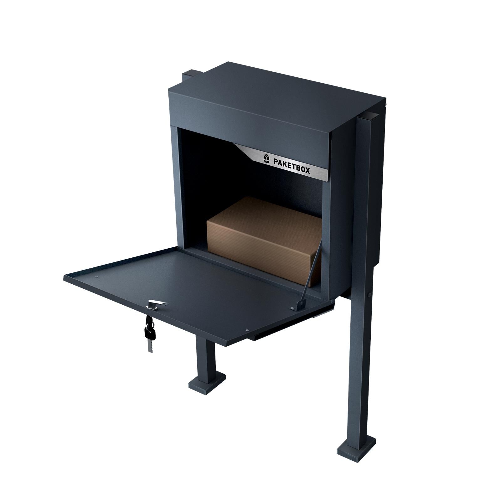 Metzler Paketbox rostfrei und massiv mit Ständer, RAL7016 Anthrazitgrau matt, | Siebertbox 2