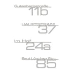 Schriftzug mit Straße & Hausnummer aus Edelstahl in Tiefschwarz RAL 9005