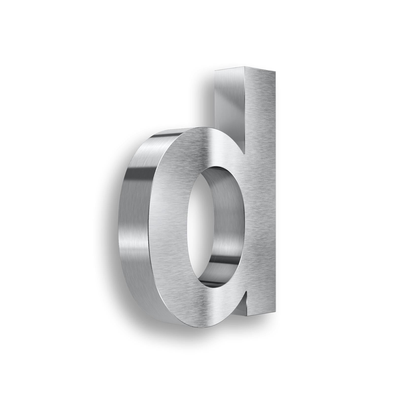 Metzler 3D-Hausnummer | Edelstahl grob geschliffen | Höhe 20 cm