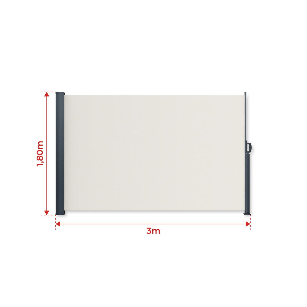 Metzler Seitenmarkise ausziehbar, Sichtschutz für Balkon, Garten & Terrasse, Beige, 300cm x 180cm