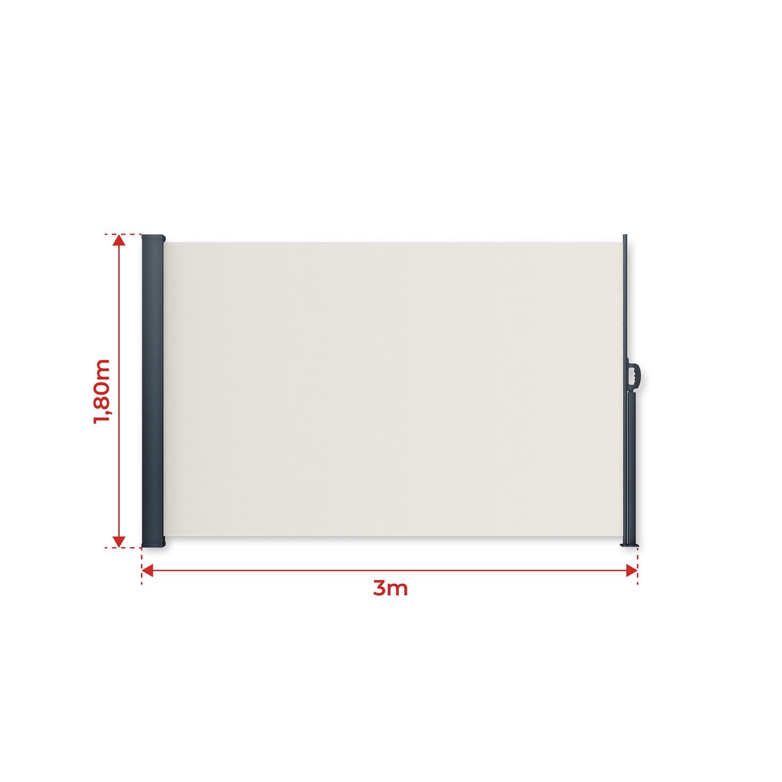Metzler Seitenmarkise ausziehbar, Sichtschutz für Balkon, Garten & Terrasse, Beige, 300cm x 180cm