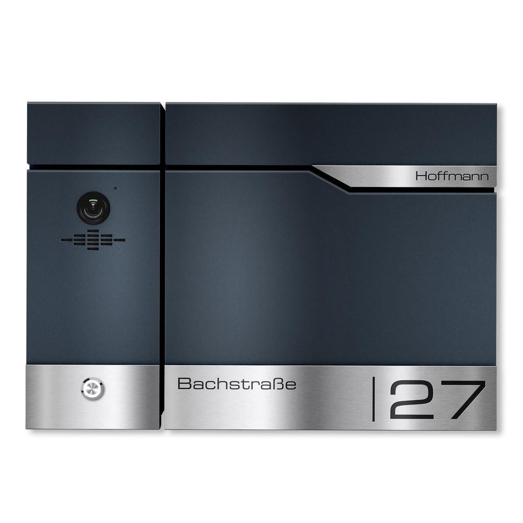 Metzler Briefkasten rostfrei und massiv, RAL7016 Anthrazitgrau mit Videosprechanlage VDM10, LAN + PoE Links, Modell Siebert