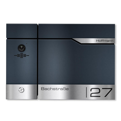 Metzler Briefkasten rostfrei und massiv, RAL7016 Anthrazitgrau mit Videosprechanlage VDM10, LAN + PoE Links, Modell Siebert