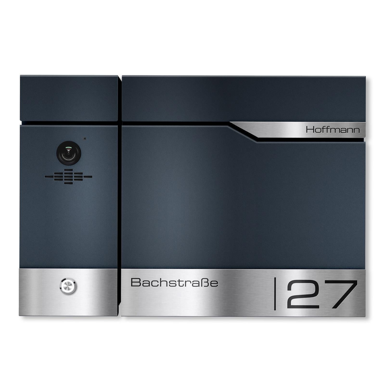 Metzler Briefkasten rostfrei und massiv, RAL7016 Anthrazitgrau mit Videosprechanlage VDM10, 2-Draht IP Links, Modell Siebert