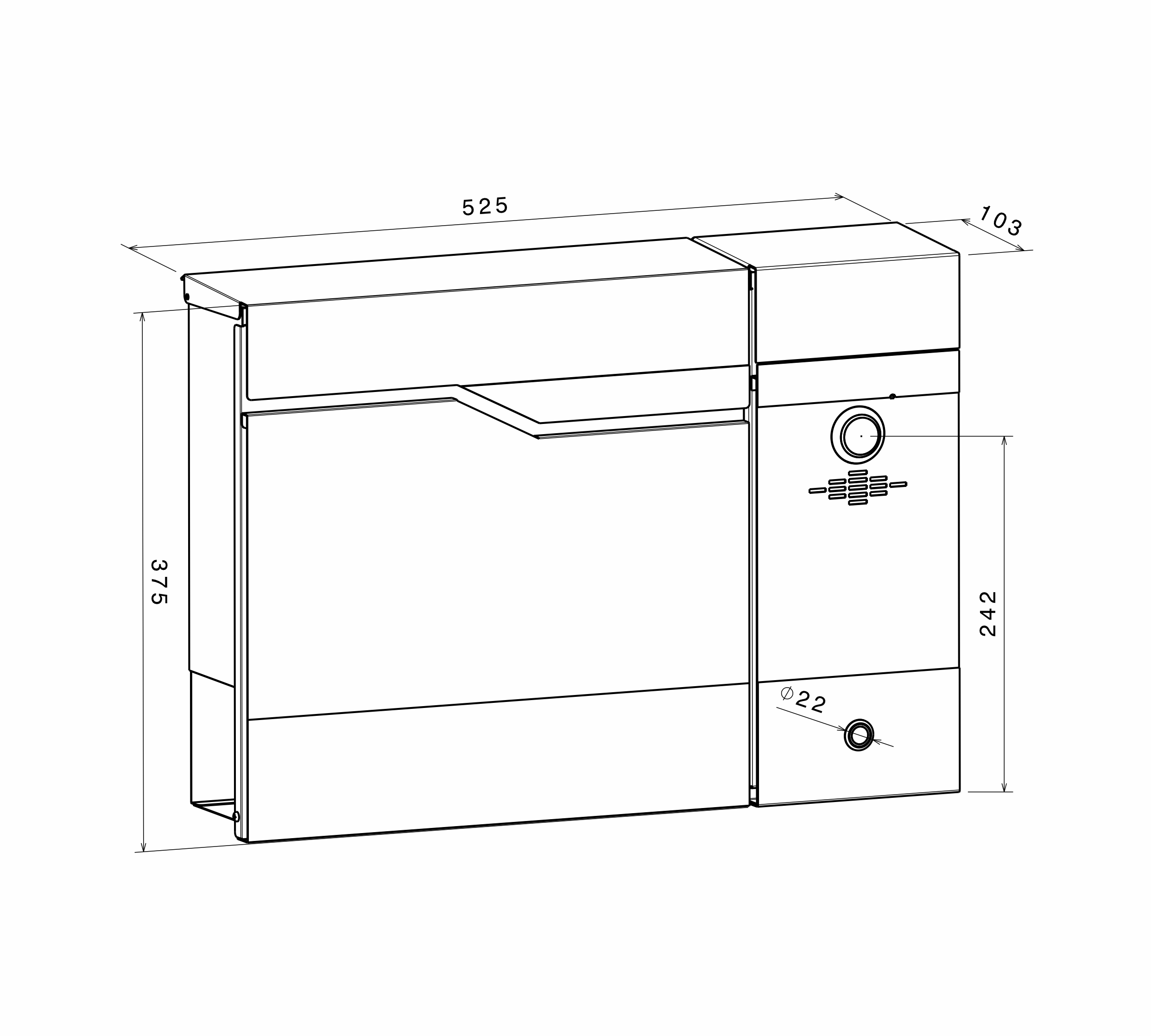 Metzler Briefkasten rostfrei und massiv, RAL7016 Anthrazitgrau mit Videosprechanlage VDM10, LAN + PoE Links, Modell Siebert