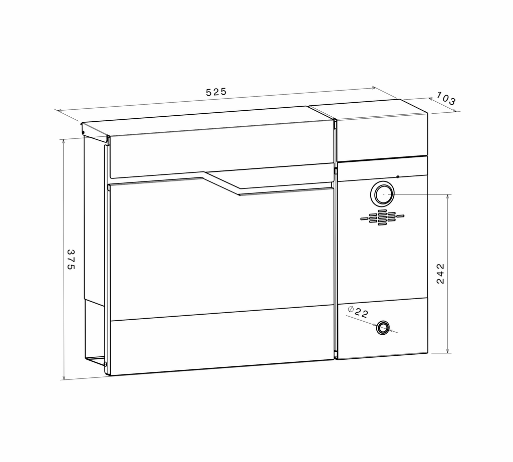 Metzler Standbriefkasten rostfrei und massiv, RAL7016 Anthrazitgrau mit Videosprechanlage VDM10, 2-Draht IP Rechts, Modell Siebert