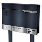 Metzler Standbriefkasten rostfrei und massiv, RAL7016 Anthrazitgrau mit Videosprechanlage VDM10, 2-Draht IP Links, Modell Siebert