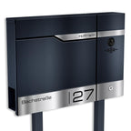 Metzler Standbriefkasten rostfrei und massiv, RAL7016 Anthrazitgrau mit Videosprechanlage VDM10, 2-Draht IP Rechts, Modell Siebert