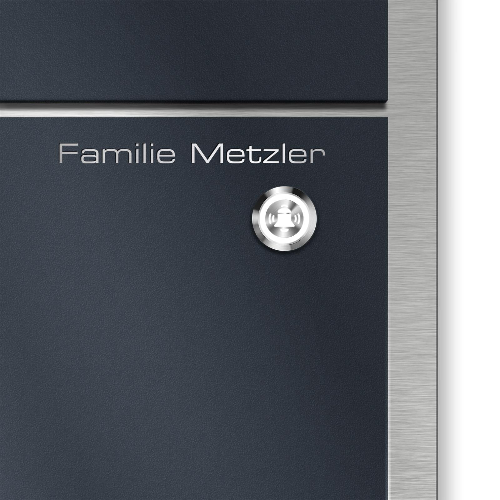 Metzler Briefkasten mit Funkklingel Anthrazit Edelstahl | 01