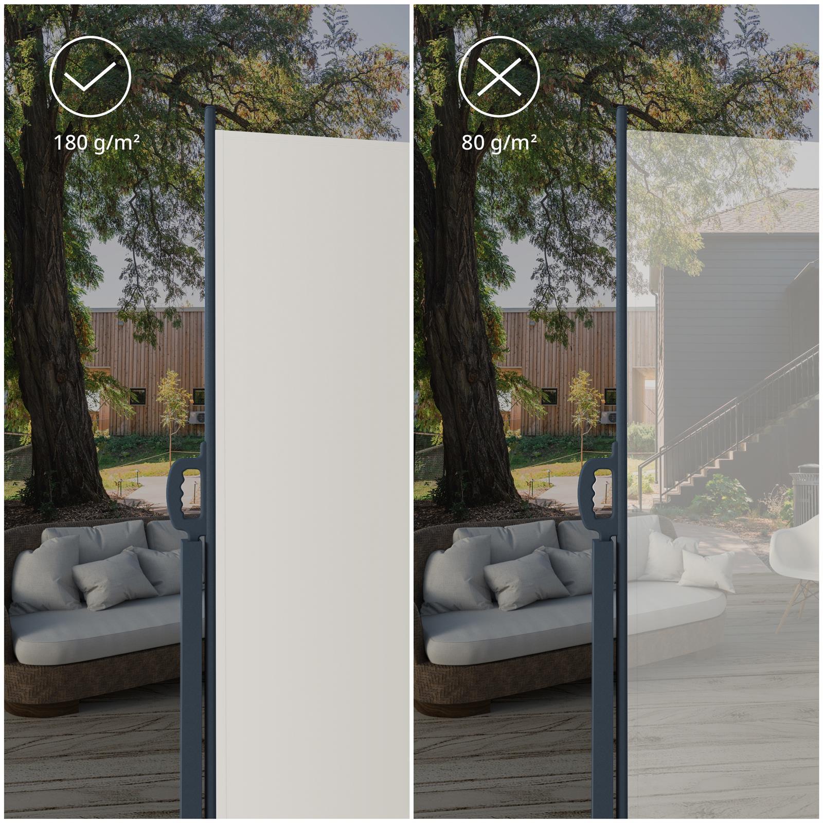 Metzler Seitenmarkise ausziehbar, Sichtschutz für Balkon, Garten & Terrasse, Beige, 300cm x 180cm