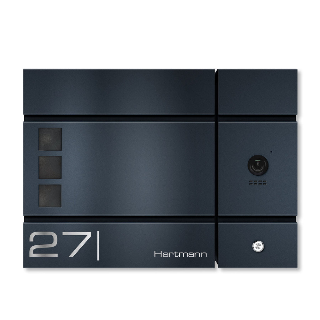 Metzler Briefkasten, Edelstahl RAL7016 Anthrazitgrau mit Videosprechanlage VDM10, LAN + PoE, Modell Cube