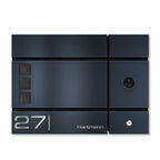 Metzler Briefkasten, Edelstahl RAL7016 Anthrazitgrau mit Videosprechanlage VDM10, LAN + PoE, Modell Cube