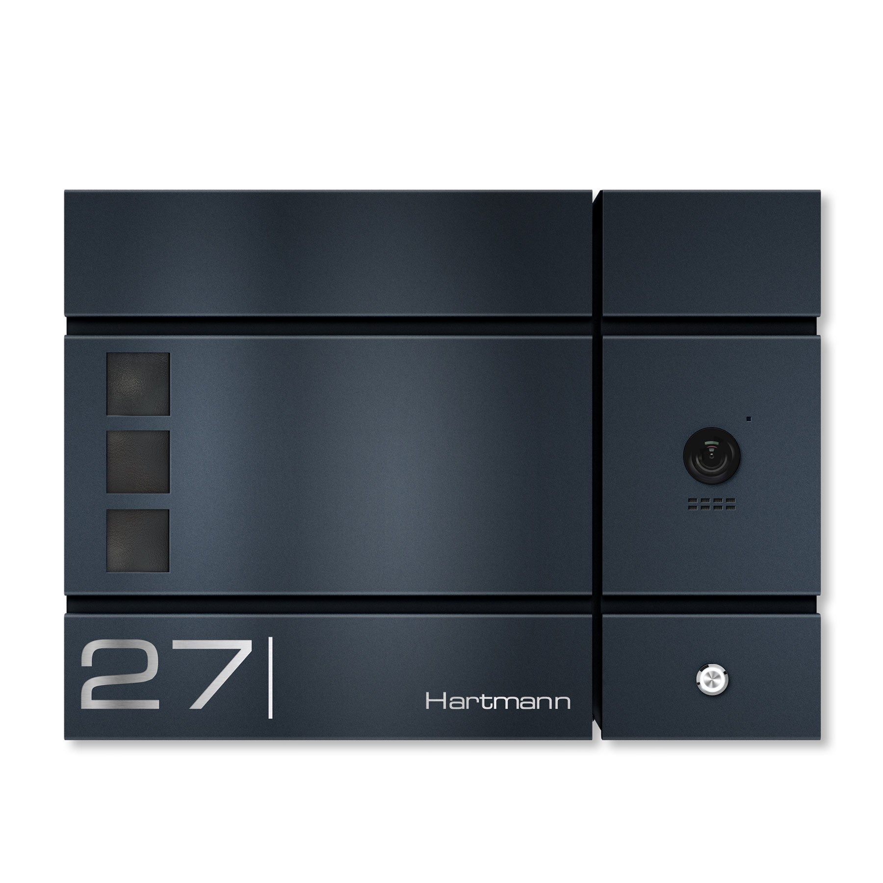 Metzler Briefkasten, Edelstahl RAL7016 Anthrazitgrau mit Videosprechanlage VDM10, 2-Draht IP, Modell Cube