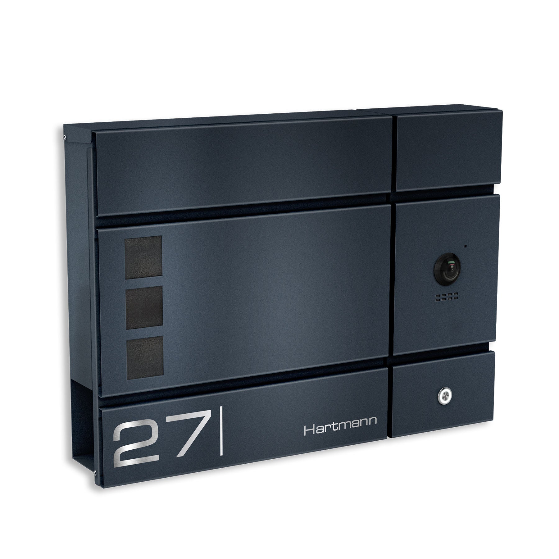 Metzler Briefkasten, Edelstahl RAL7016 Anthrazitgrau mit Videosprechanlage VDM10, LAN + PoE, Modell Cube