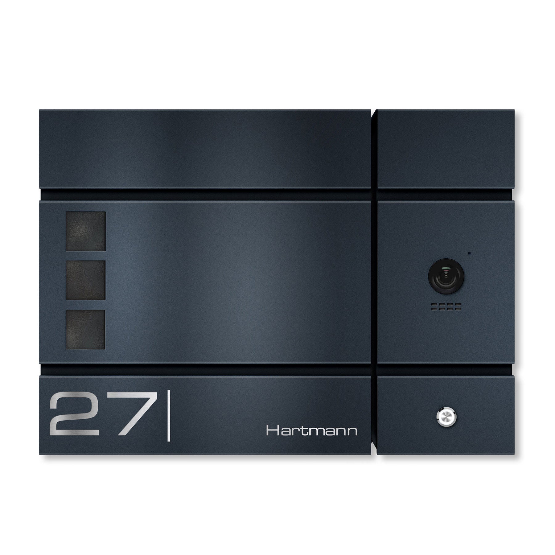 Metzler Briefkasten, Edelstahl RAL7016 Anthrazitgrau mit Videosprechanlage VDM10 2.0, Modell Cube
