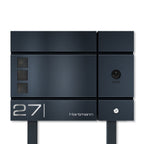 Metzler Standbriefkasten, Edelstahl RAL7016 Anthrazitgrau mit Videosprechanlage VDM10 2.0, Modell Cube