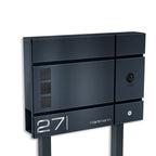 Metzler Standbriefkasten, Edelstahl RAL7016 Anthrazitgrau mit Videosprechanlage VDM10 2.0, Modell Cube