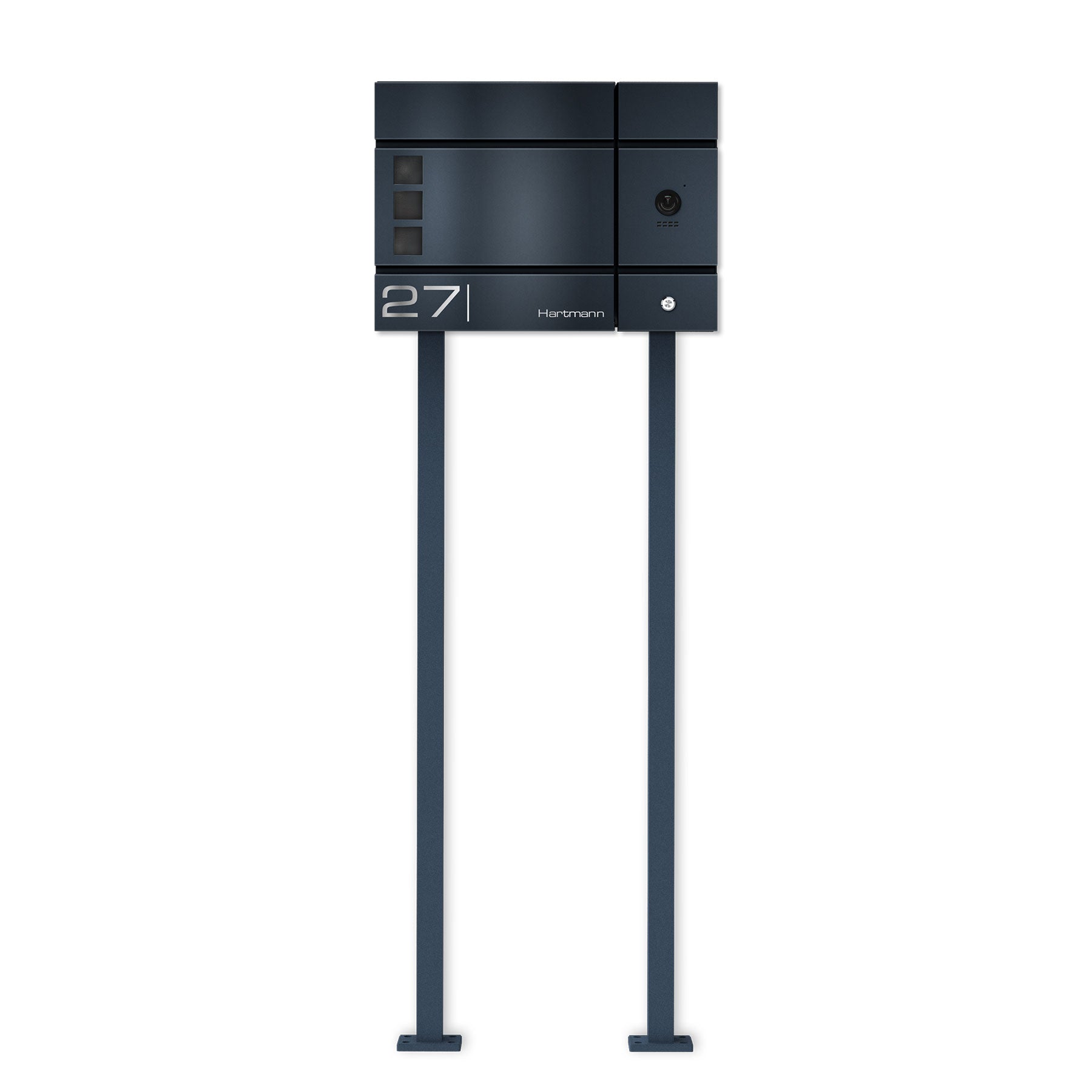 Metzler Standbriefkasten, Edelstahl RAL7016 Anthrazitgrau mit Videosprechanlage VDM10, Modell Cube 2-Draht IP