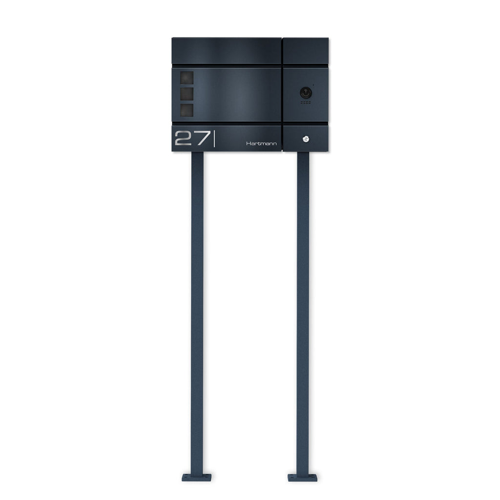 Metzler Standbriefkasten, Edelstahl RAL7016 Anthrazitgrau mit Videosprechanlage VDM10 2.0, Modell Cube
