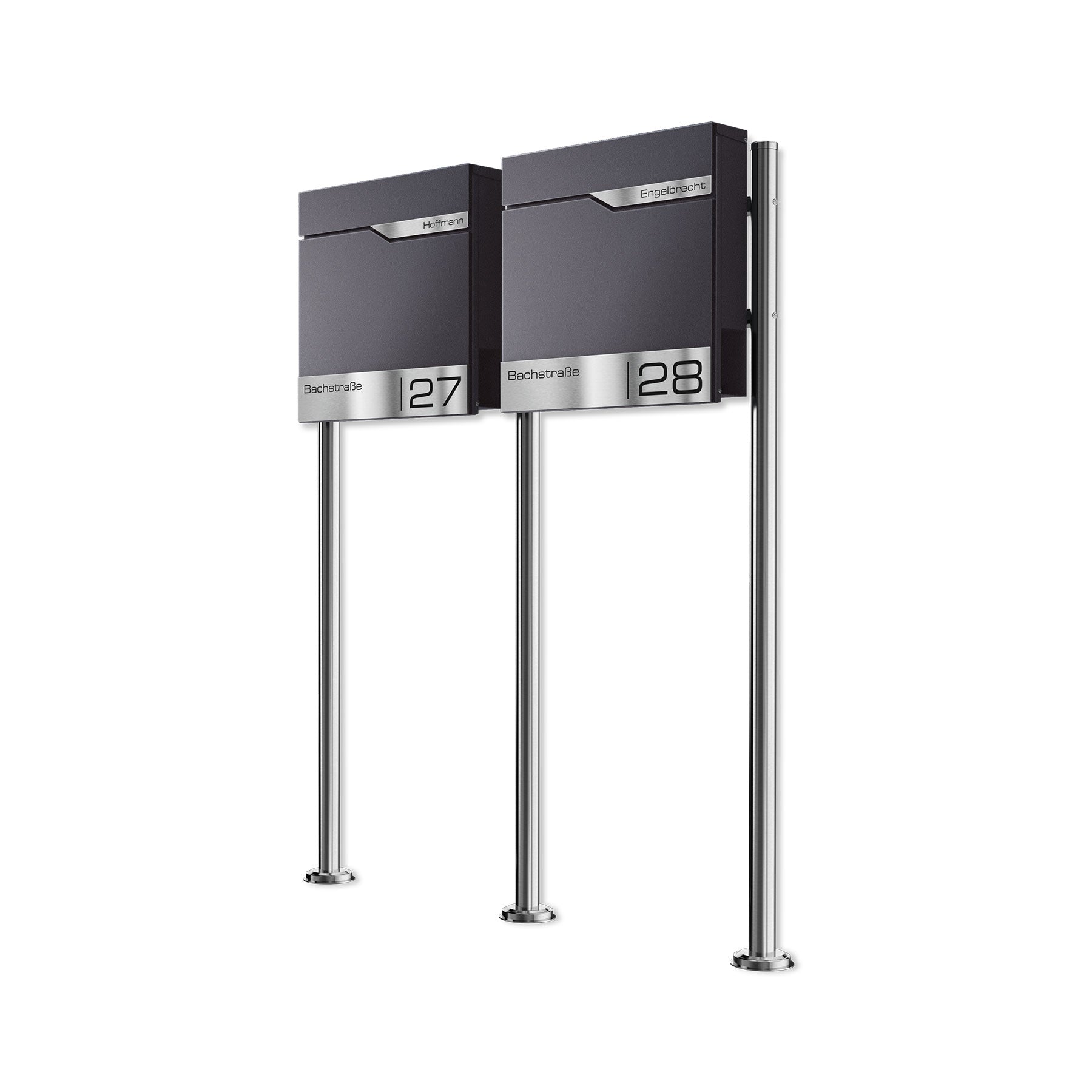Metzler Edelstahl Standbriefkasten Mehrfamilienhaus mit Lasergravur | Siebert