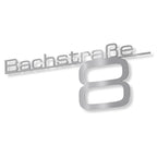 Metzler Edelstahl Schriftzug mit Straße & Hausnummer | Bach