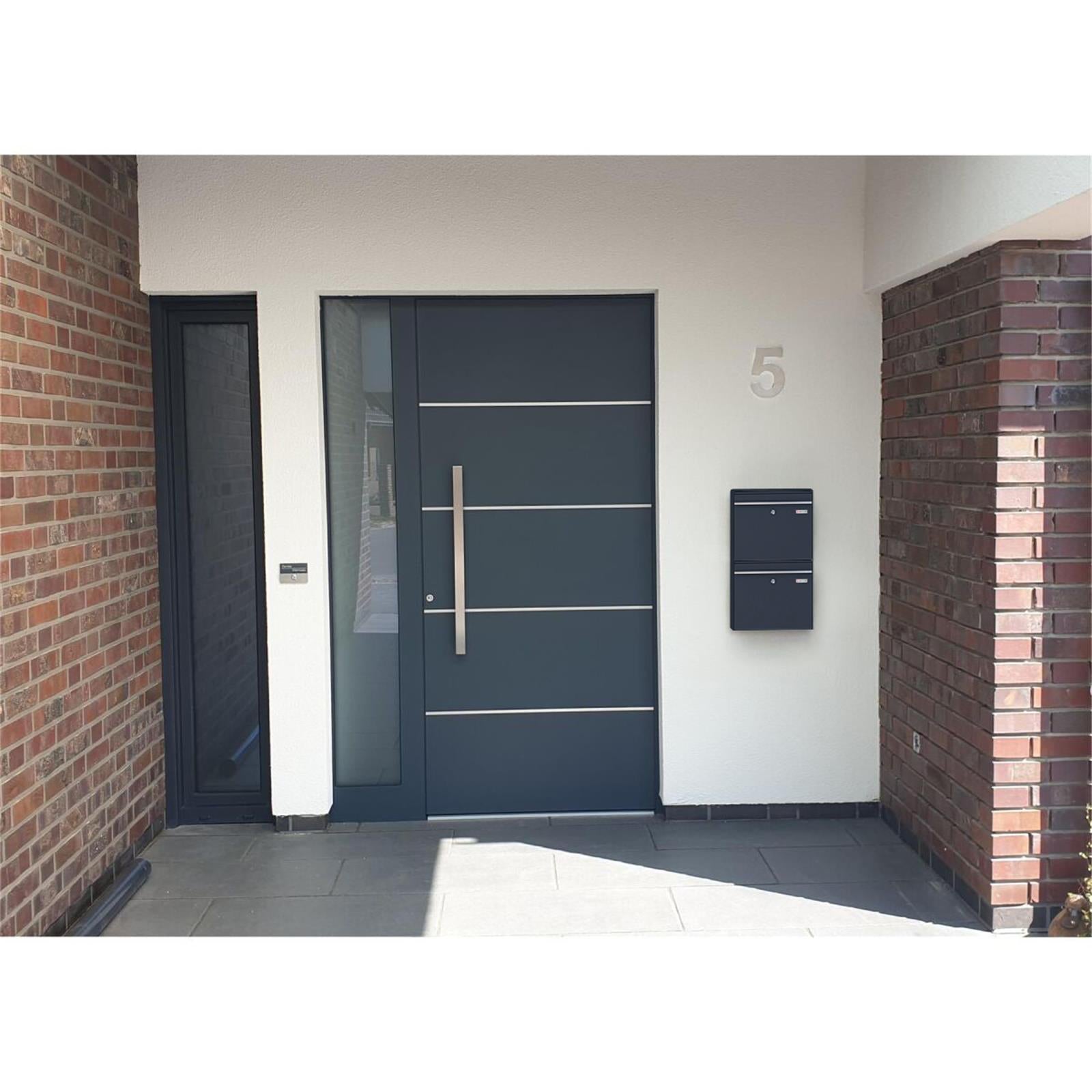 Metzler Zweifach Briefkasten | mit austauschbaren Namensschildern | RAL7016 Anthrazitgrau | BK212 vertikal