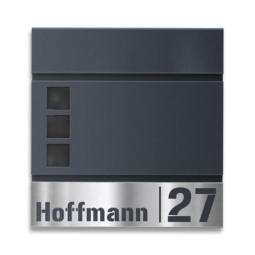 Metzler Briefkasten mit personalisierter Edelstahlblende und Sichtfenstern | Svena