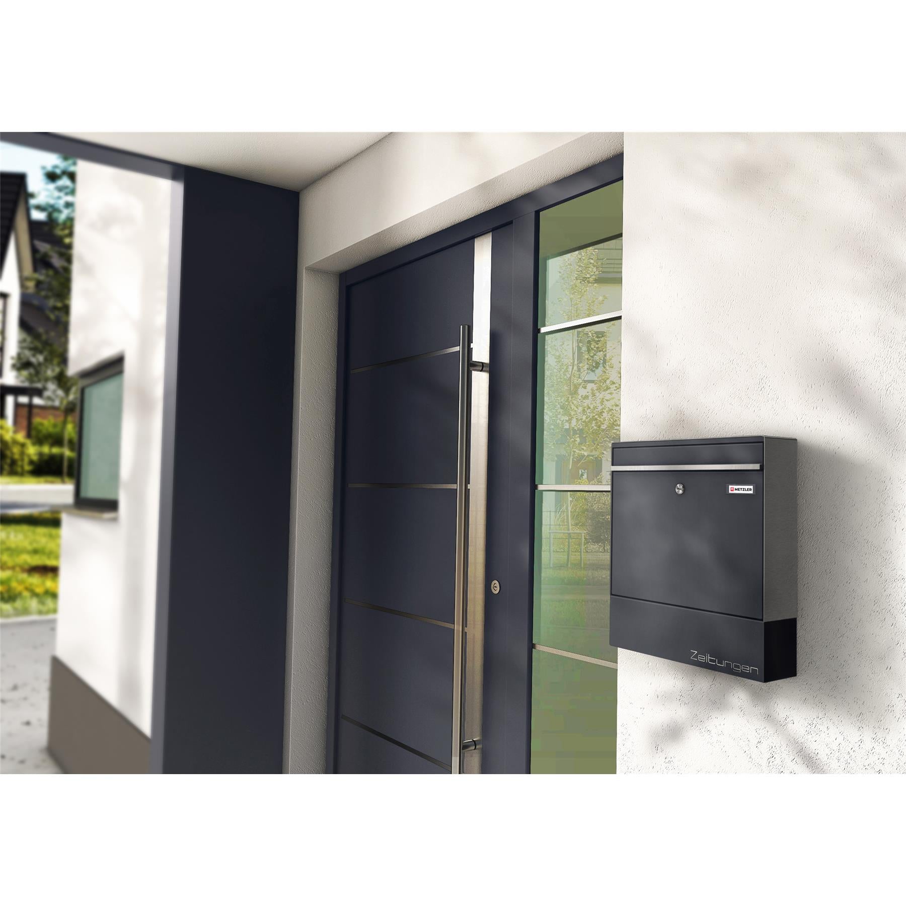 Metzler Briefkasten mit Zeitungsfach | RAL7016 Anthrazitgrau | BK212-RE-ZF
