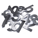 Metzler Hausnummer | Edelstahl grob geschliffen | Arial | Höhe 7,5 - 14 cm