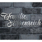 Design-Namensschriftzug aus Edelstahl