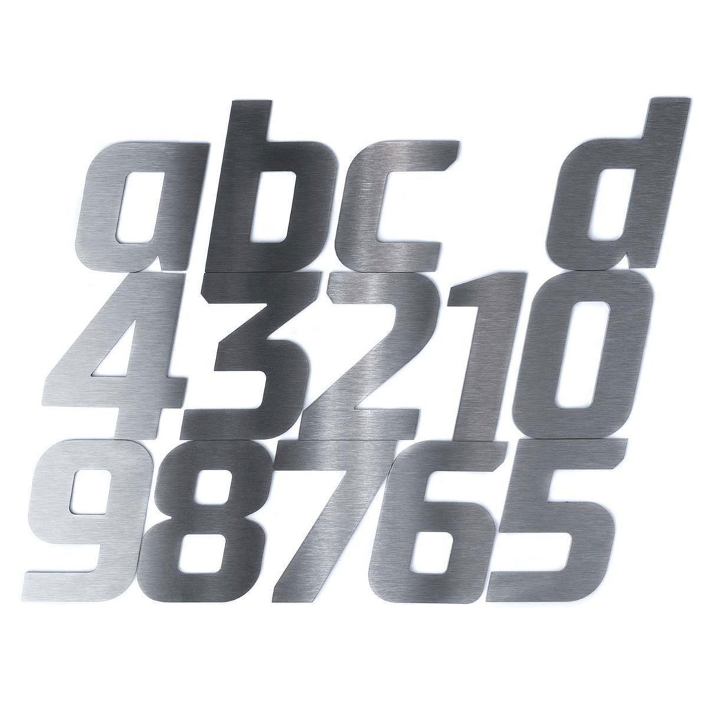 Metzler Hausnummer | Edelstahl grob geschliffen | kursiv | Höhe 7,5 - 20 cm