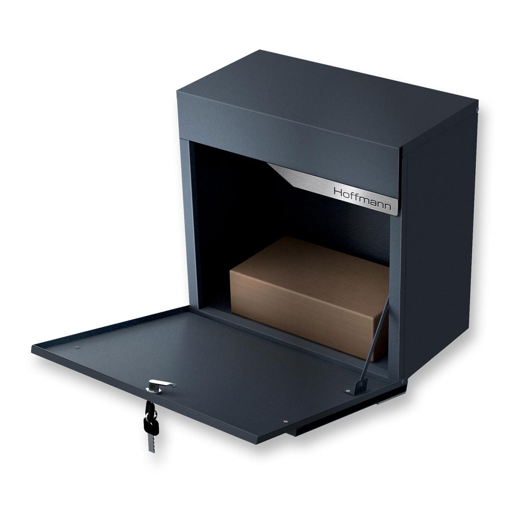 Metzler Paketbox  Anthrazit RAL 7016 | personalisiert mit Gravur | Edelstahl-Namensschild | rostfrei & massiv | Siebertbox 1