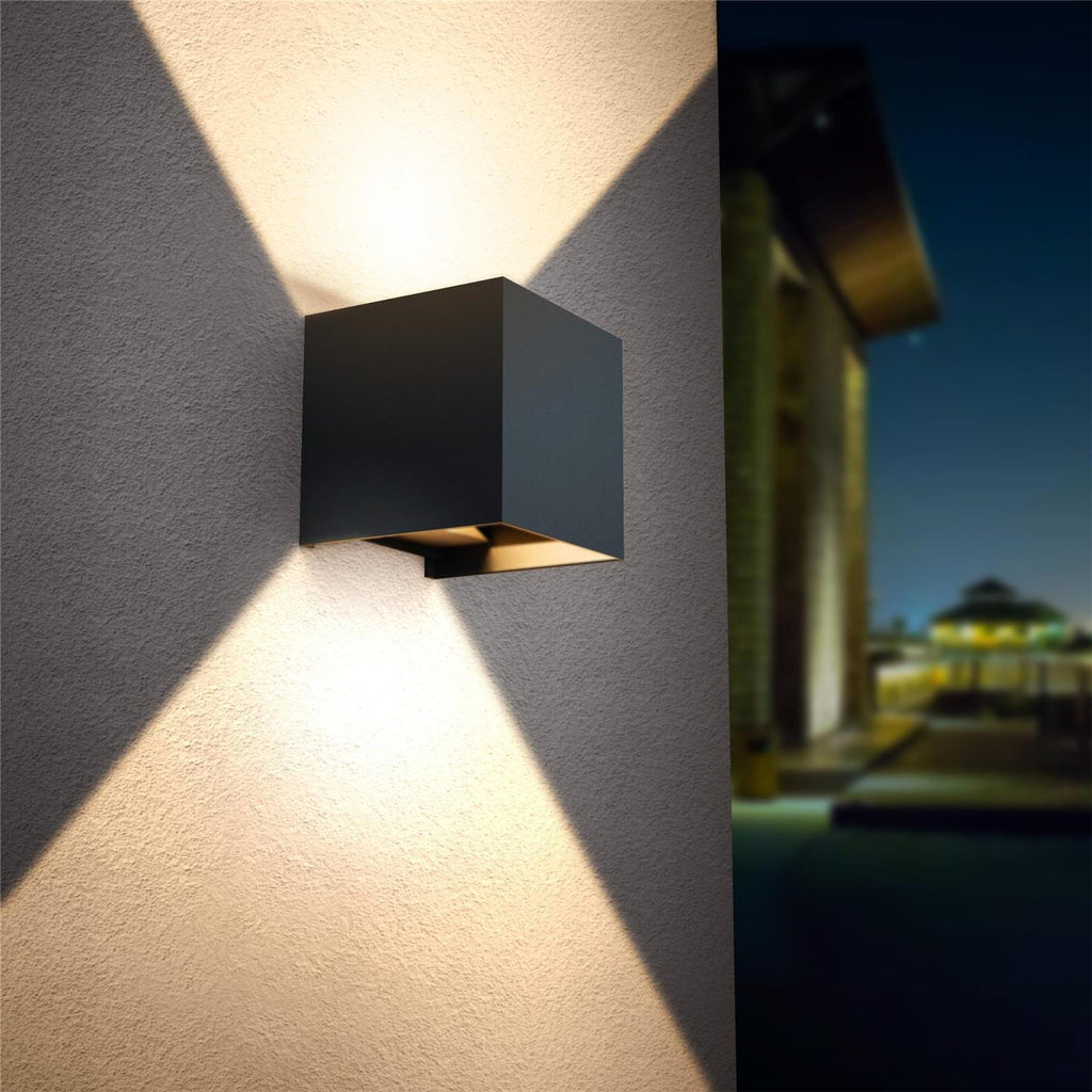Metzler LED Wandleuchte | Anthrazitgrau RAL 7016 | Up-Down-Light | IP 65 | warmweiß | 12 W | 3000 K | einstellbarer Lichtkegel