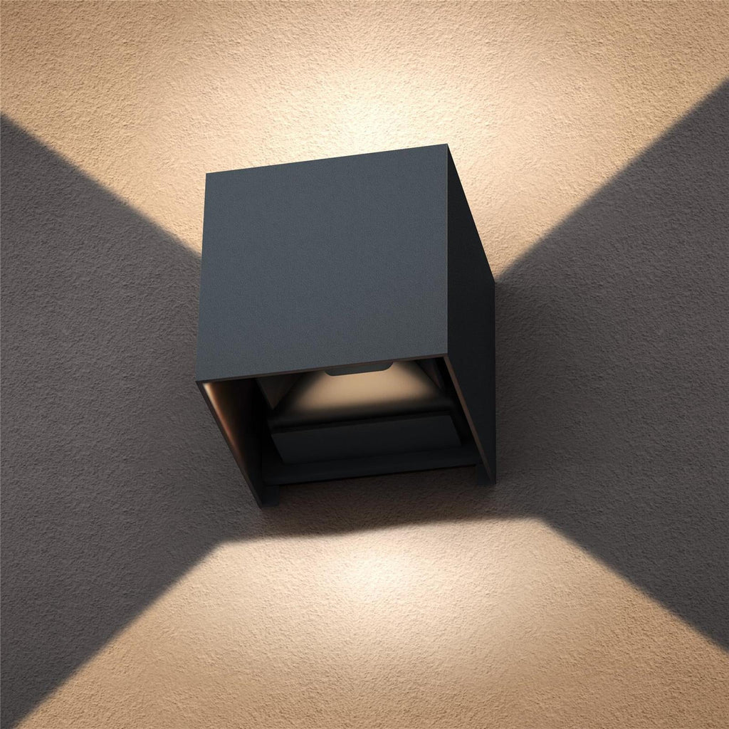 Metzler LED Wandleuchte | Anthrazitgrau RAL 7016 | Up-Down-Light | IP 65 | warmweiß | 12 W | 3000 K | einstellbarer Lichtkegel