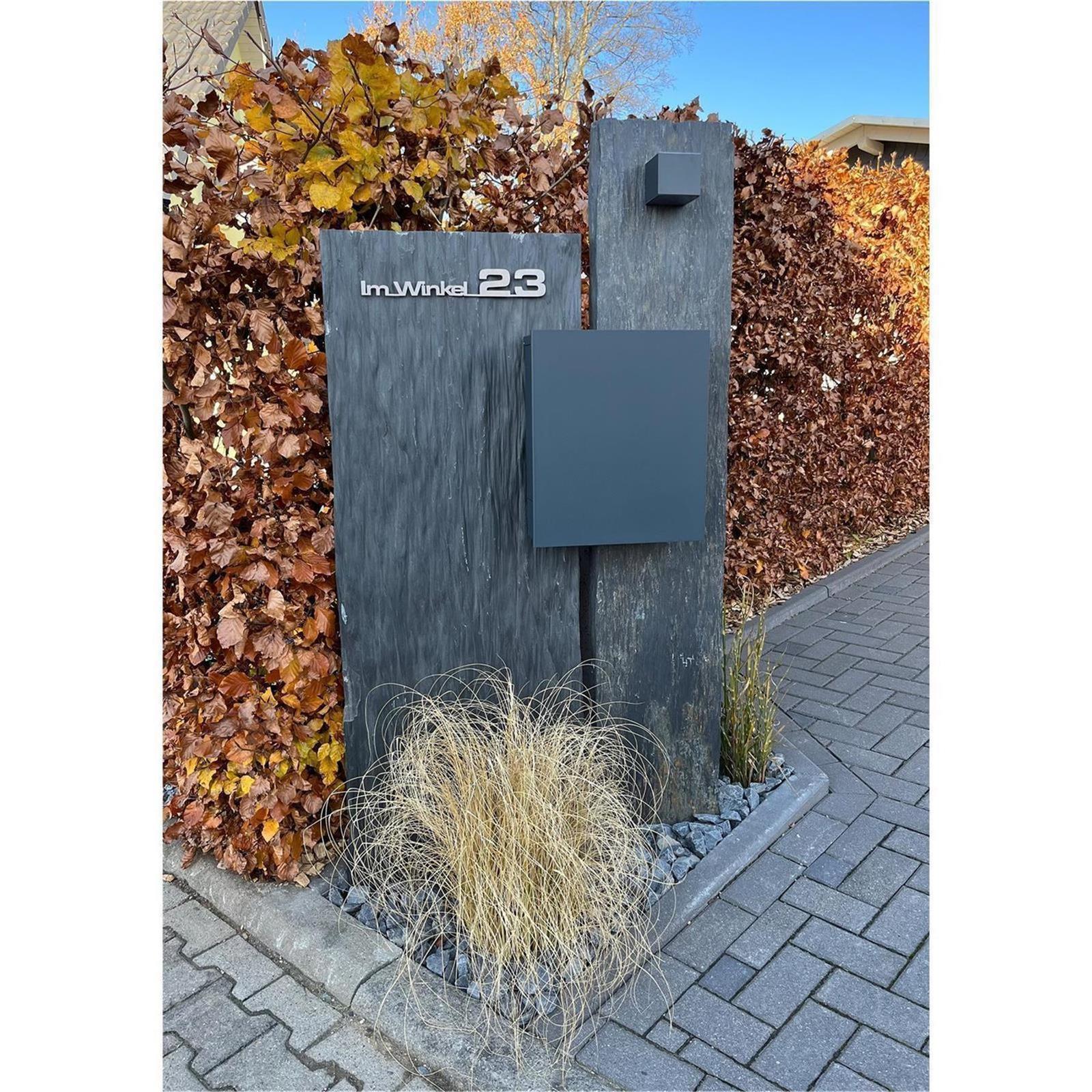 Metzler Briefkasten Anthrazit RAL 7016 | Lepo Schloss links, Türanschlag rechts