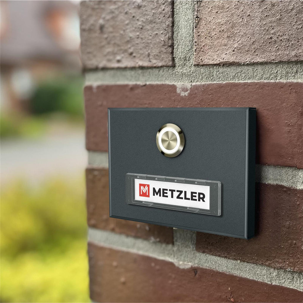 Metzler Türklingel Aufputz mit austauschbarem Namensschild | Abakos
