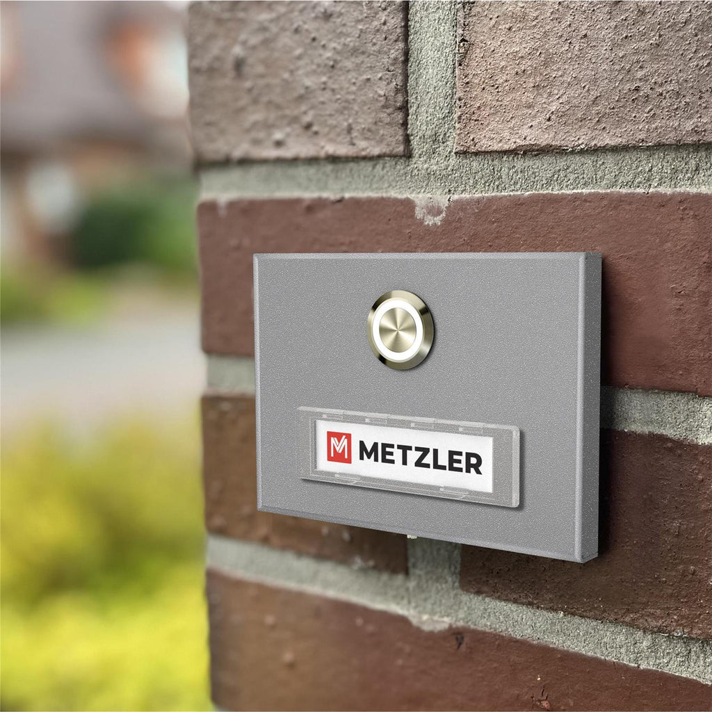Metzler Türklingel Aufputz mit austauschbarem Namensschild | Abakos