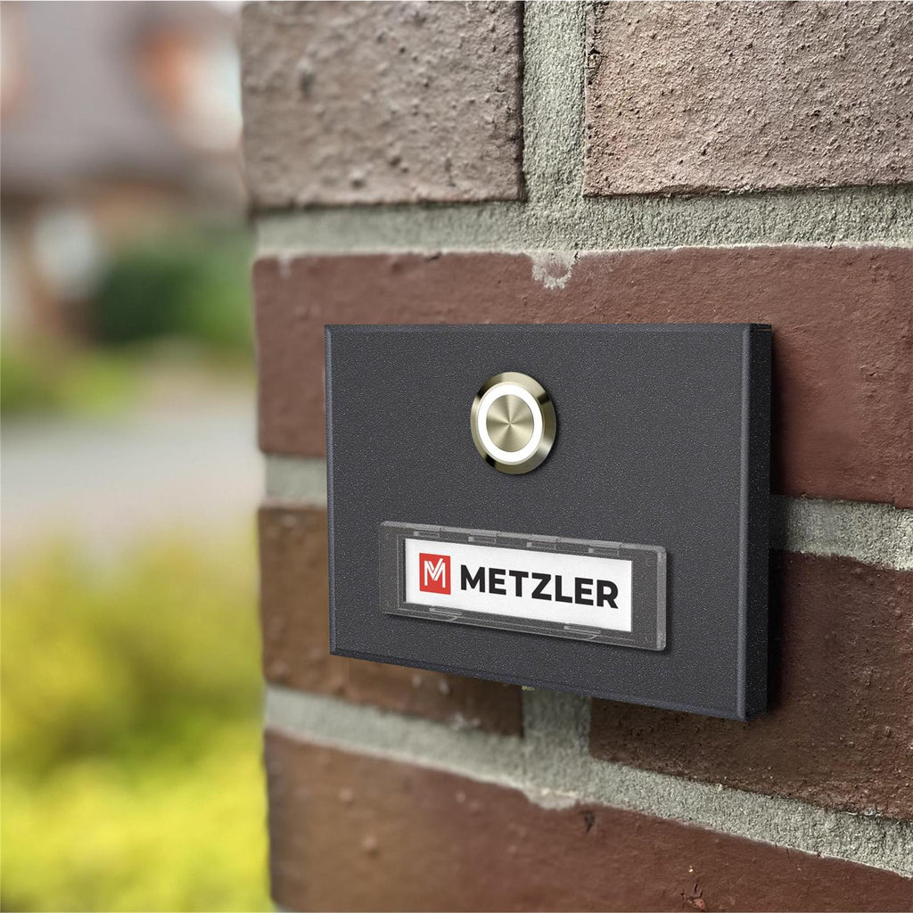 Metzler Türklingel Aufputz mit austauschbarem Namensschild | Abakos