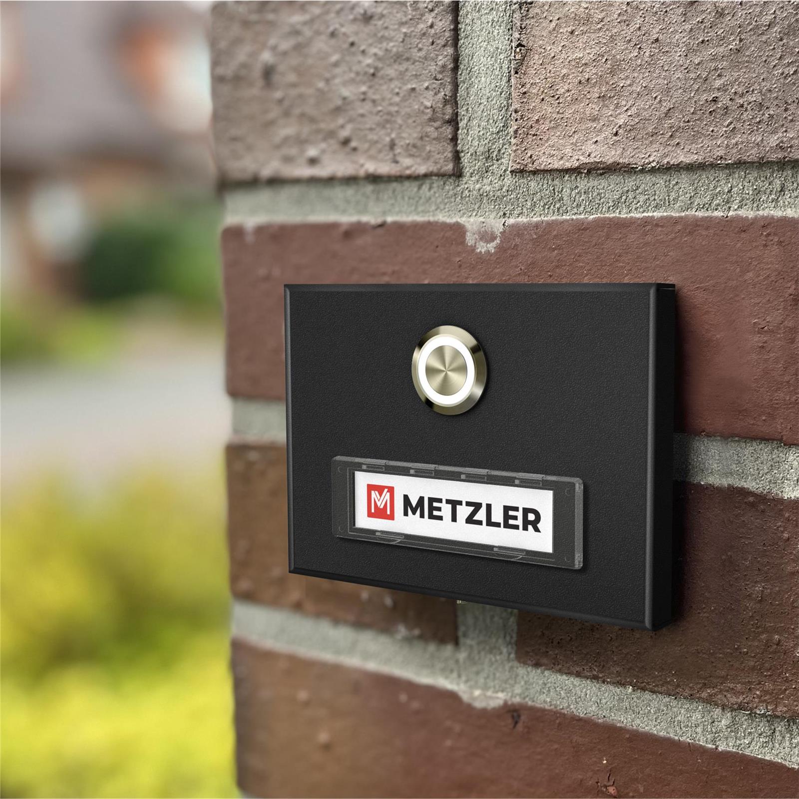 Metzler Türklingel Aufputz mit austauschbarem Namensschild | Abakos