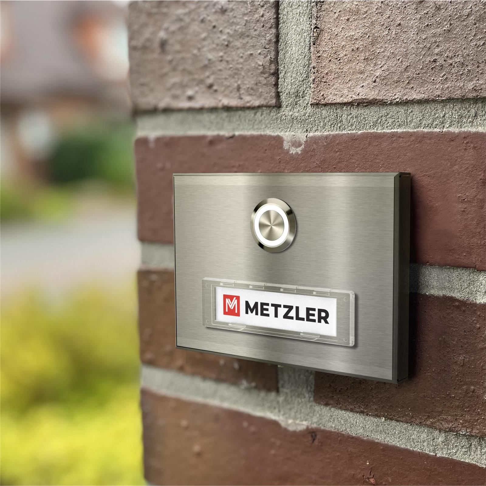 Metzler Türklingel Aufputz mit austauschbarem Namensschild | Abakos