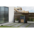 Metzler Brennholzregal mit Pflanzdach | Einzelbox | massiv & rostfrei | RAL7016 Anthrazitgrau matt