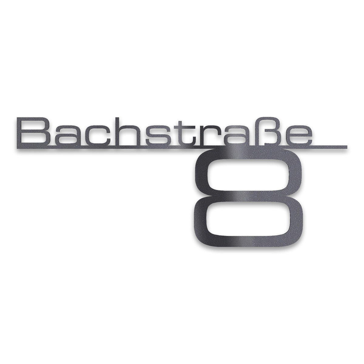 Metzler Edelstahl Schriftzug mit Straße & Hausnummer | Bach