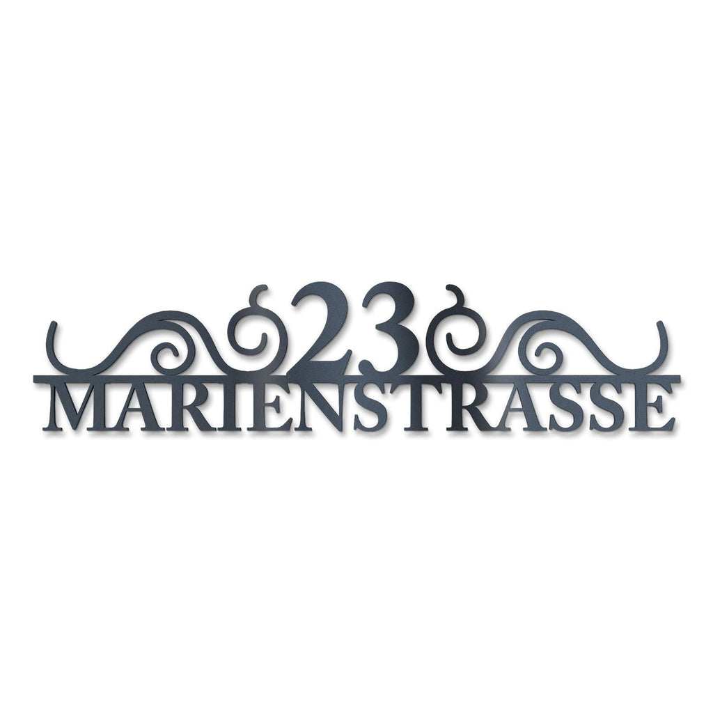 Metzler Edelstahl Schriftzug mit Straße & Hausnummer | August