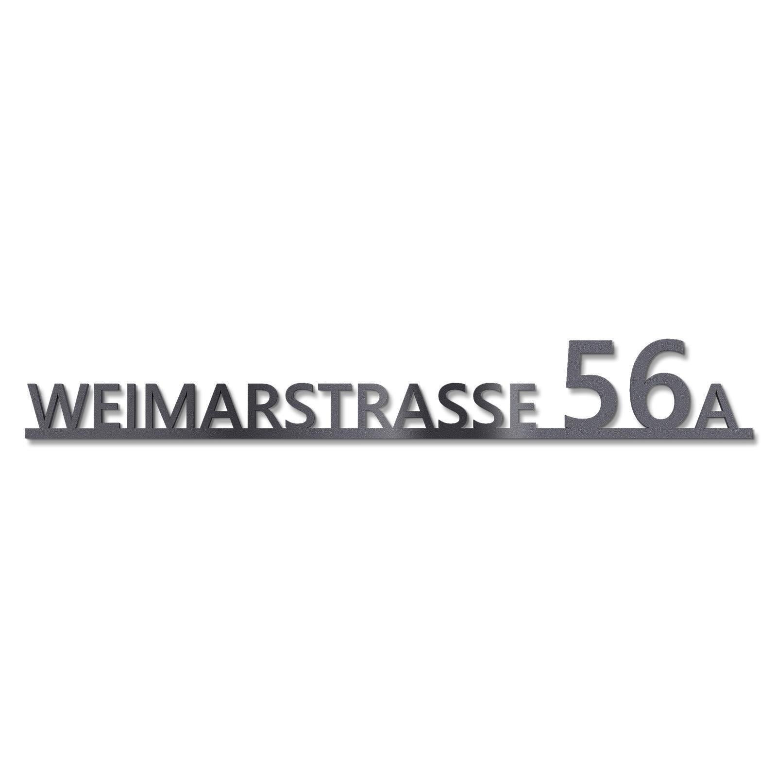 Metzler Edelstahl Schriftzug mit Straße & Hausnummer | Holm