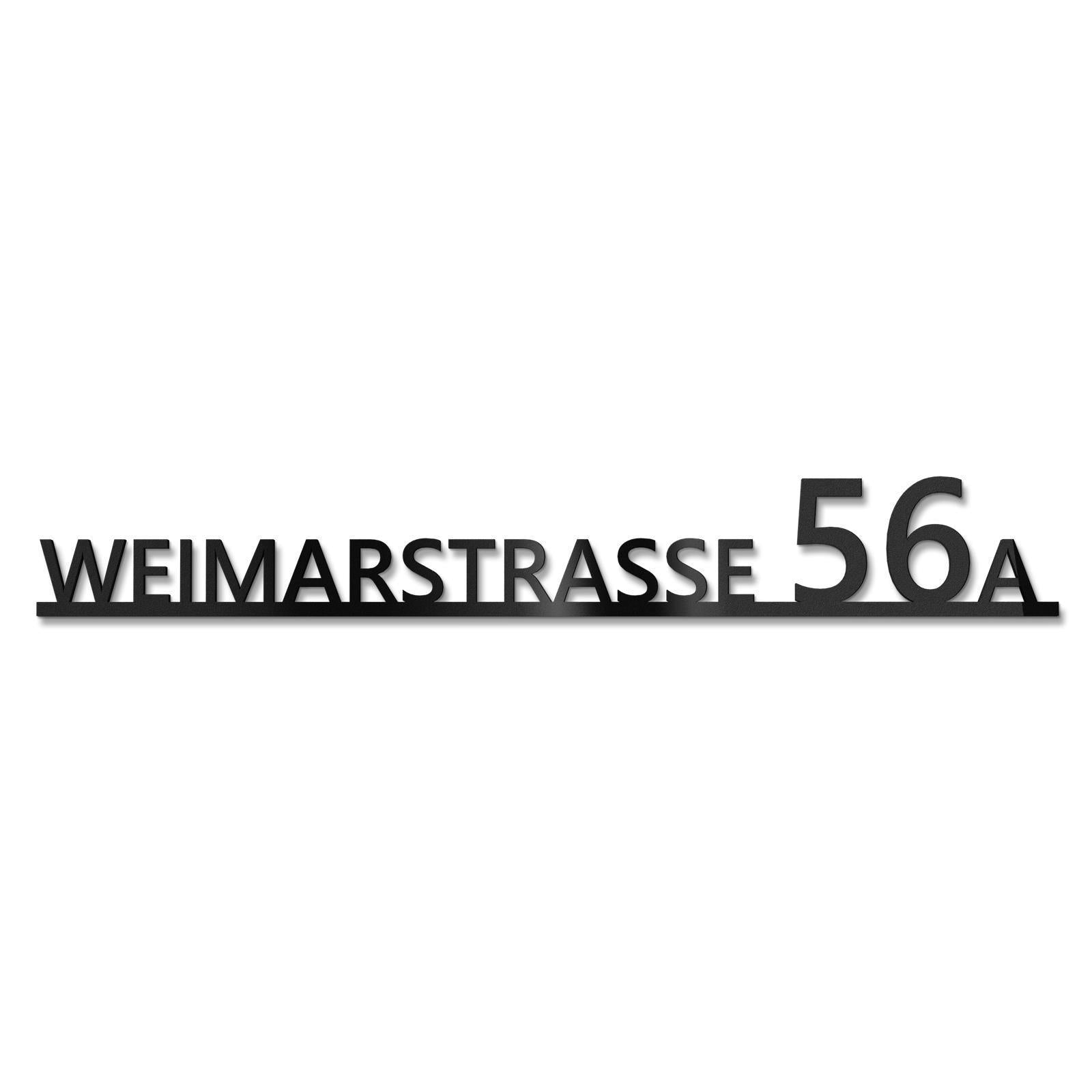 Metzler Edelstahl Schriftzug mit Straße & Hausnummer | Holm