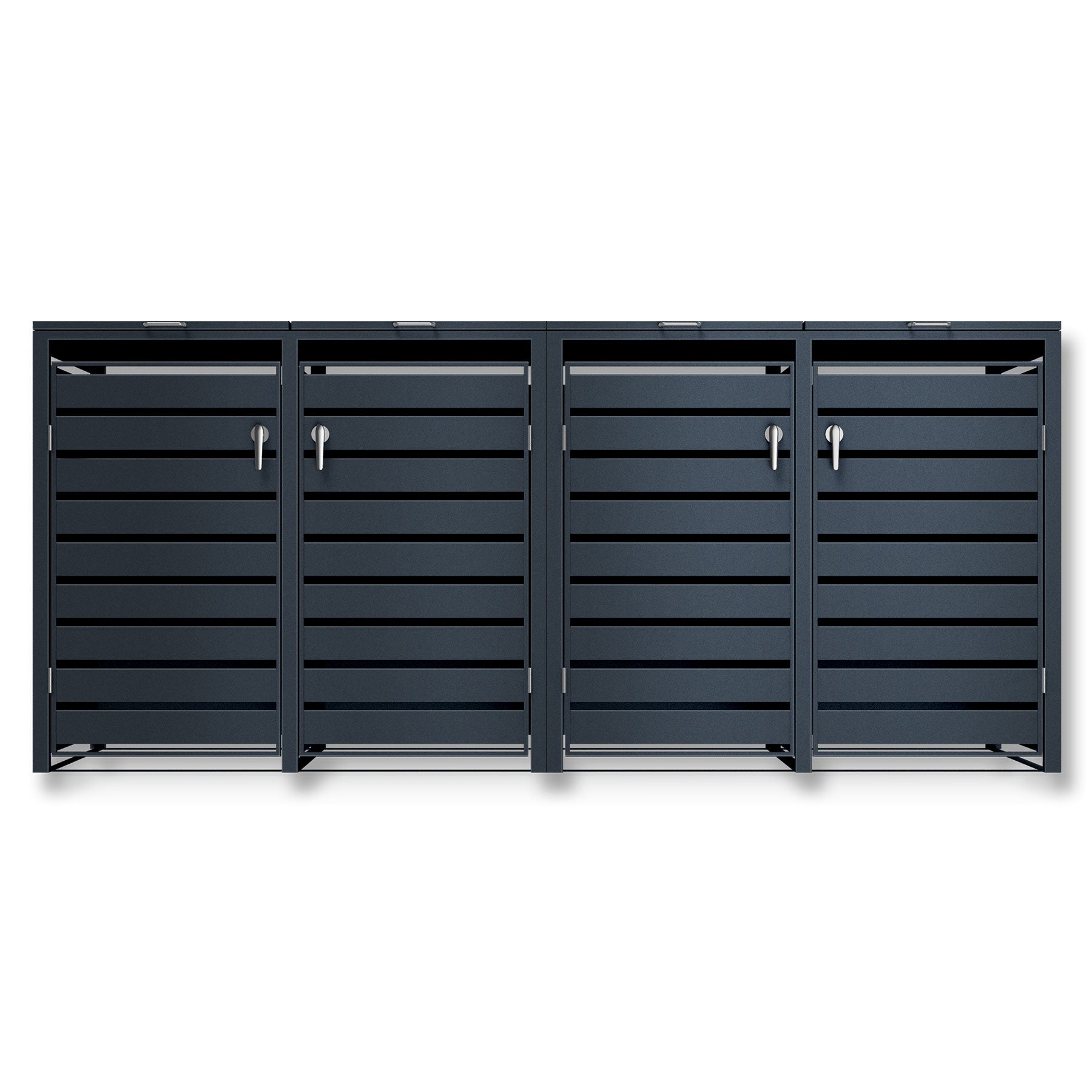 Metzler Mülltonnenbox | 4er | rostfrei und massiv | mit Sichtstreifen | 4x 240l | RAL7016 Anthrazitgrau matt